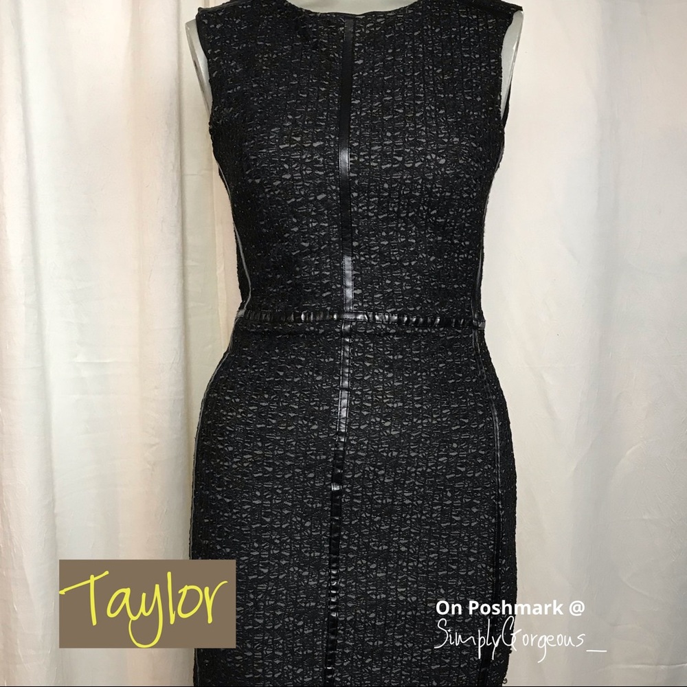 Taylor Holiday Dress. Black with leather detail.